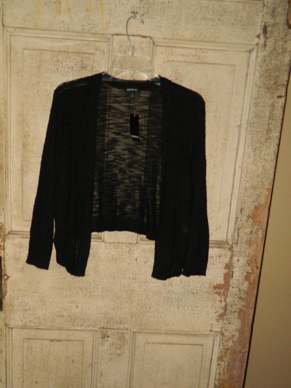 Torrid Black Open Front 3/4 sleeve Shrug Sweater Sz 1X (XX-6)